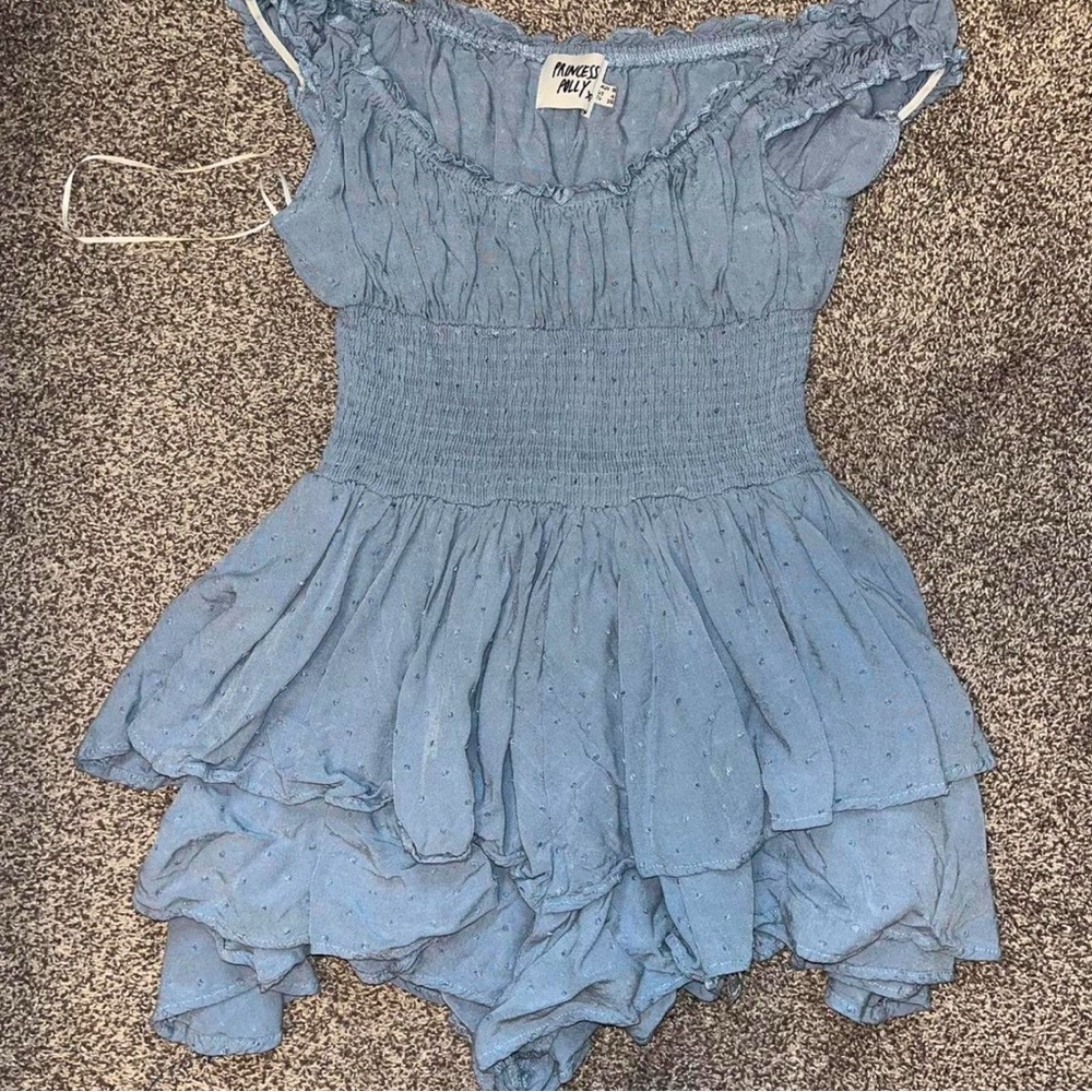 Princess Polly Blue Ruffled Dress